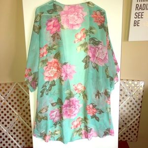 Turquoise Floral Kimono